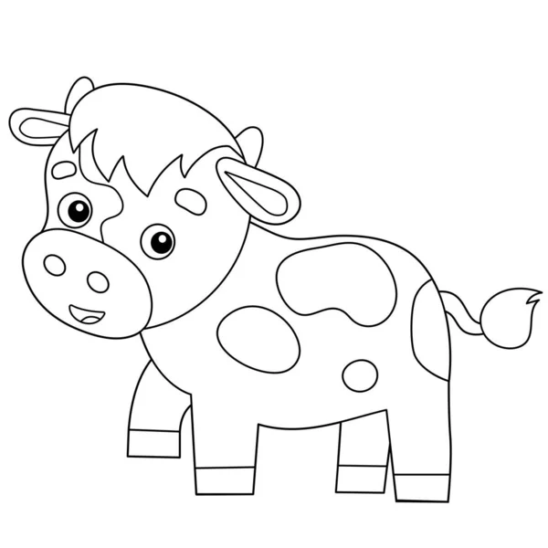 Çizgi film karakteri mi yoksa inek yavrusu mu? Çiftlik hayvanları. Çocuklar için boyama kitabı. — Stok Vektör