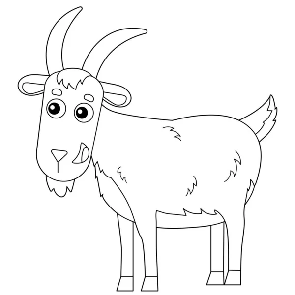 Coloriage Aperçu de la chèvre de dessin animé. Animaux de ferme. Livre à colorier pour enfants. — Image vectorielle