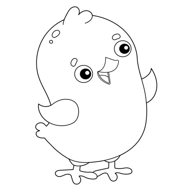 Disegno da colorare Outline of cartoon chick. Animali da fattoria. Libro da colorare per bambini . — Vettoriale Stock