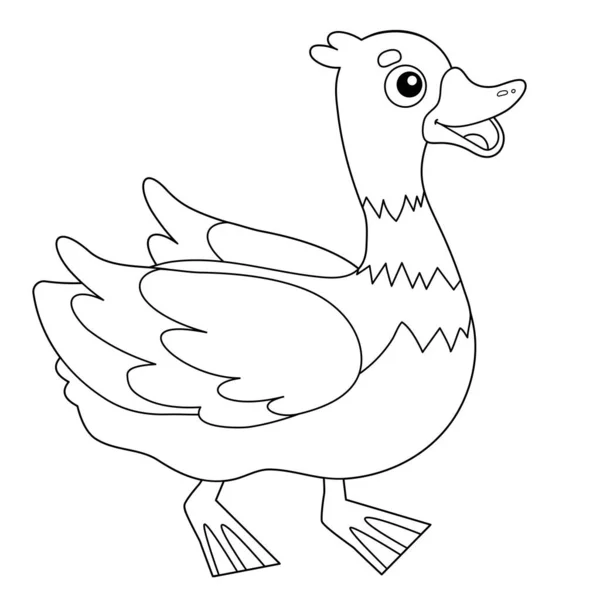 Disegno da colorare Outline of cartoon duck. Animali da fattoria. Libro da colorare per bambini . — Vettoriale Stock