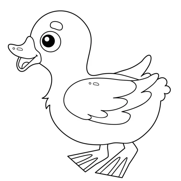 Coloriage Aperçu du canard de dessin animé. Animaux de ferme. Livre à colorier pour enfants . — Image vectorielle