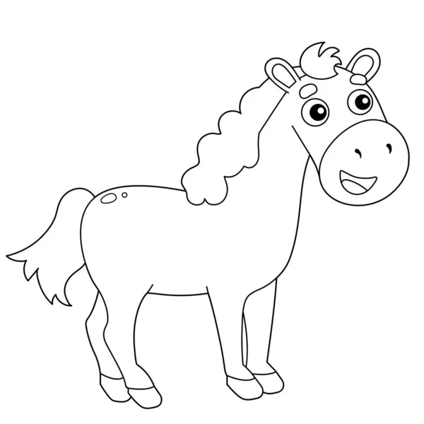 Coloring Page Sammanfattning av tecknad häst. Gårdsdjur. Målarbok för barn. — Stock vektor