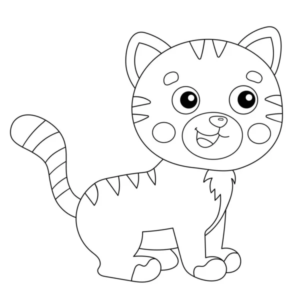 Coloring Page Outline of cartoon striped cat. Pets. Coloring book for kids. — Stock Vector