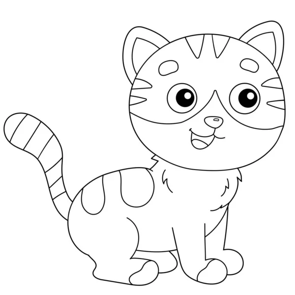 Coloring Page Outline of cartoon striped cat. Pets. Coloring book for kids. — Stock Vector
