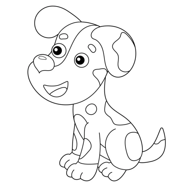 Desenho da página de colorir do cão dos desenhos animados. Animais de estimação. Livro para colorir para crianças . —  Vetores de Stock