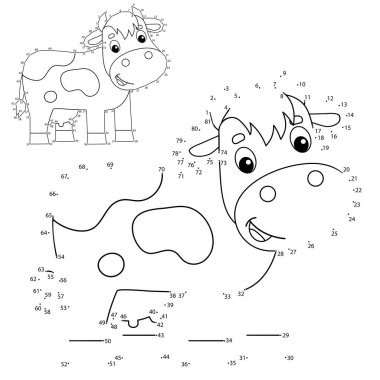 Çocuklar için Eğitici Bulmaca Oyunu: Sayı oyunu. Çizgi film ineği. Çiftlik hayvanları. Çocuklar için boyama kitabı.