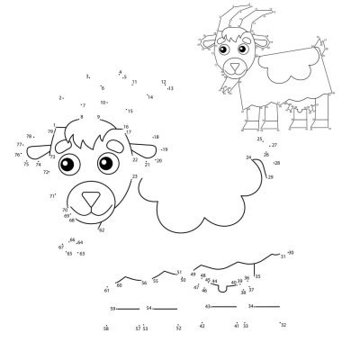 Çocuklar için Eğitici Bulmaca Oyunu: Sayı oyunu. Çizgi film keçisi. Çiftlik hayvanları. Çocuklar için boyama kitabı.