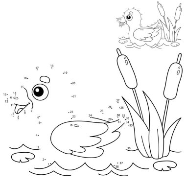 Çocuklar için Eğitici Bulmaca Oyunu: Sayı oyunu. Çizgi film ördek yavrusu. Çiftlik hayvanları. Çocuklar için boyama kitabı.