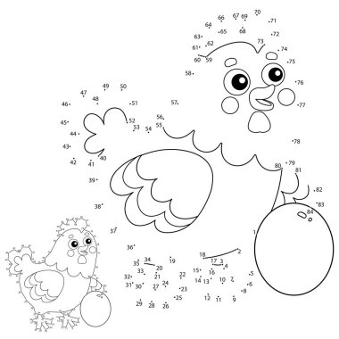 Çocuklar için Eğitici Bulmaca Oyunu: Sayı oyunu. Çizgi film tavuğu ya da yumurtalı tavuk. Çiftlik hayvanları. Çocuklar için boyama kitabı.