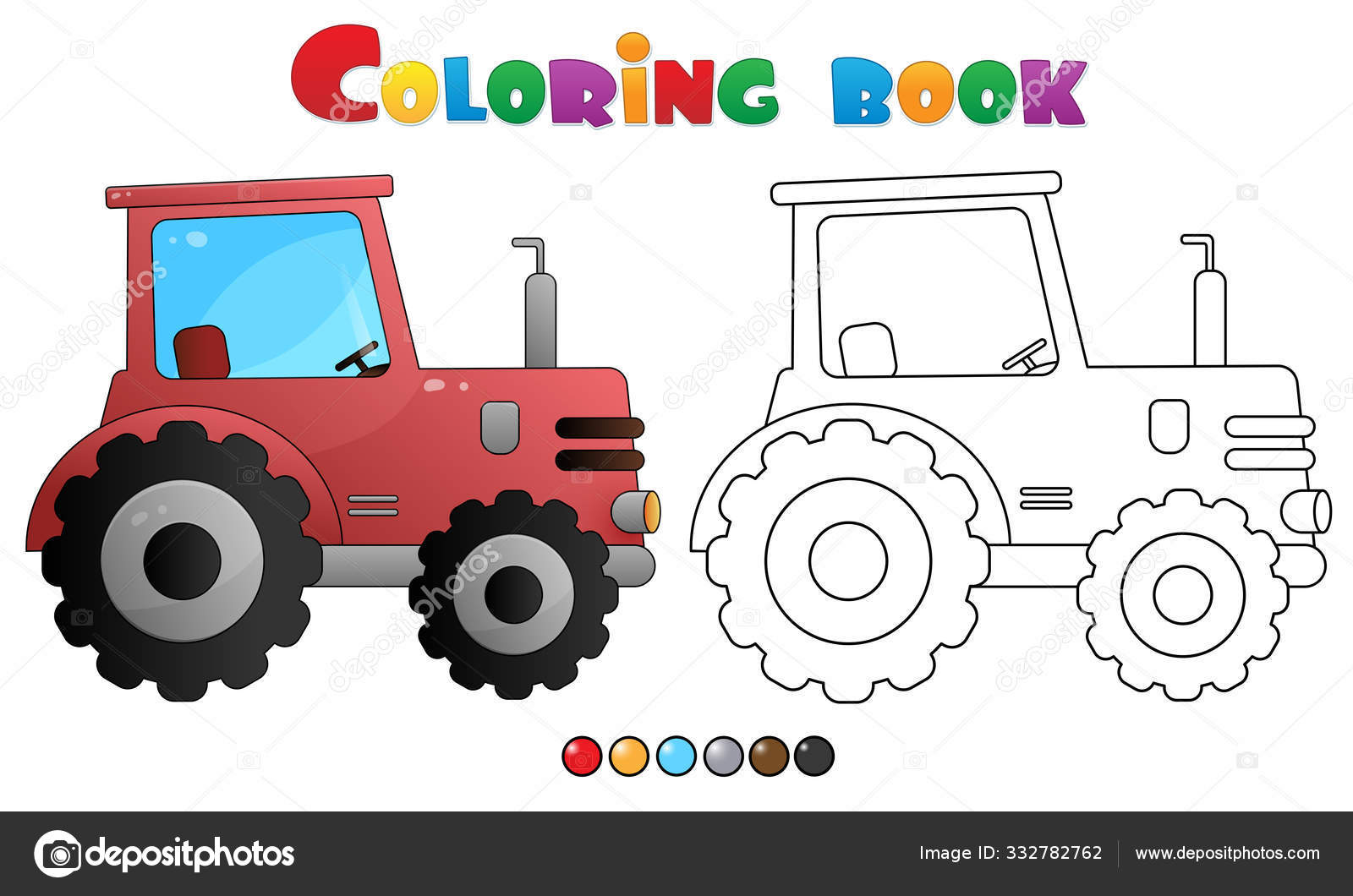 Desenho de trator para colorir para crianças