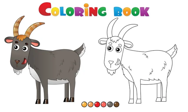 Desenho da página de colorir da cabra dos desenhos animados. Animais de quinta. Livro para colorir para crianças. —  Vetores de Stock