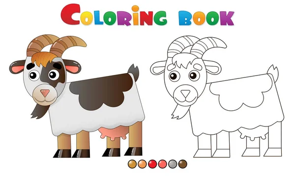 Página para colorear Esquema de dibujos animados niñera cabra. Animales de granja. Libro para colorear para niños . — Archivo Imágenes Vectoriales