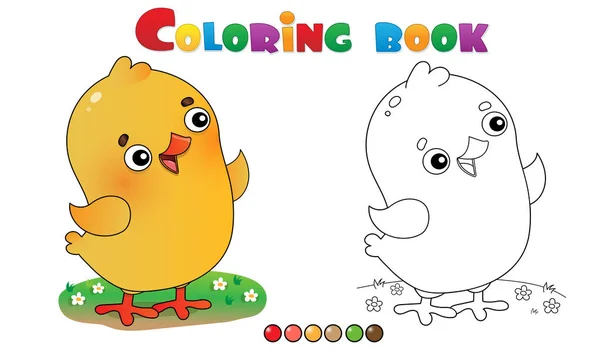 Coloring Page Outline of cartoon chick or kid of hen. Farm animals. Coloring book for kids. — 스톡 벡터