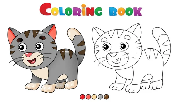 Desenho de Desenho de Desenhos Animados gatinho ou gatinho. Animais de estimação. Livro para colorir para crianças . —  Vetores de Stock