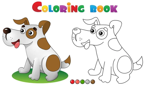 Desenho do desenho animado cão com osso. Animais de estimação. Livro para colorir para crianças . —  Vetores de Stock