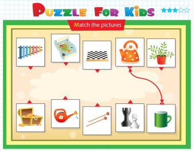 Eşleştirme oyunu, çocuklar için eğitim oyunu. Çocuklar için bulmaca. Doğru nesneyi eşleştir. 