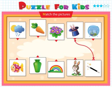 Eşleştirme oyunu, çocuklar için eğitim oyunu. Çocuklar için bulmaca. Doğru nesneyi eşleştir. 