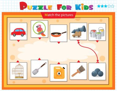 Eşleştirme oyunu, çocuklar için eğitim oyunu. Çocuklar için bulmaca. Doğru nesneyi eşleştir. 