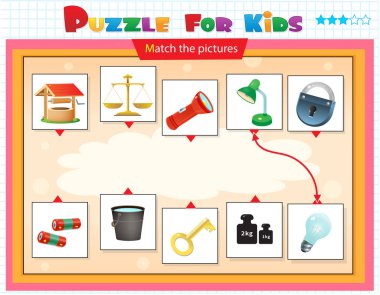 Eşleştirme oyunu, çocuklar için eğitim oyunu. Çocuklar için bulmaca. Doğru nesneyi eşleştir. 