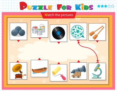 Eşleştirme oyunu, çocuklar için eğitim oyunu. Çocuklar için bulmaca. Doğru nesneyi eşleştir. 