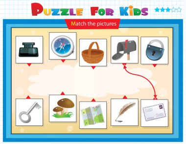 Eşleştirme oyunu, çocuklar için eğitim oyunu. Çocuklar için bulmaca. Doğru nesneyi eşleştir. 