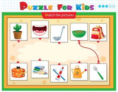 Eşleştirme oyunu, çocuklar için eğitim oyunu. Çocuklar için bulmaca. Doğru nesneyi eşleştir. 