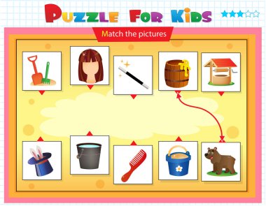 Eşleştirme oyunu, çocuklar için eğitim oyunu. Çocuklar için bulmaca. Doğru nesneyi eşleştir. 