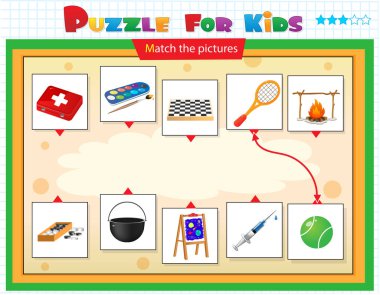 Eşleştirme oyunu, çocuklar için eğitim oyunu. Çocuklar için bulmaca. Doğru nesneyi eşleştir. 