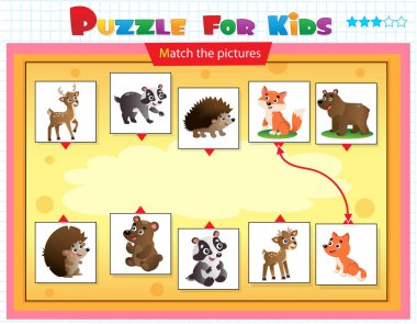 Eşleştirme oyunu, çocuklar için eğitim oyunu. Çocuklar için bulmaca. Doğru nesneyi eşleştir. 