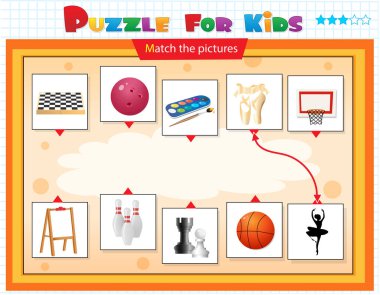 Eşleştirme oyunu, çocuklar için eğitim oyunu. Çocuklar için bulmaca. Doğru nesneyi eşleştir. 