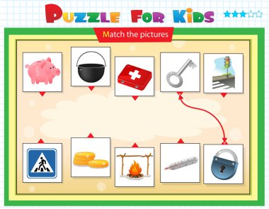 Eşleştirme oyunu, çocuklar için eğitim oyunu. Çocuklar için bulmaca. Doğru nesneyi eşleştir. 