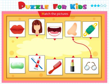 Eşleştirme oyunu, çocuklar için eğitim oyunu. Çocuklar için bulmaca. Doğru nesneyi eşleştir. 