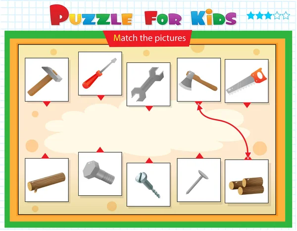 Juego a juego, juego de educación para niños. Puzzle para niños. Coinciden con el objeto correcto . — Vector de stock