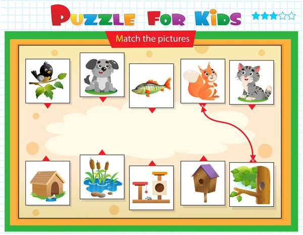 Eşleştirme oyunu, çocuklar için eğitim oyunu. Çocuklar için bulmaca. Doğru nesneyi eşleştir. 