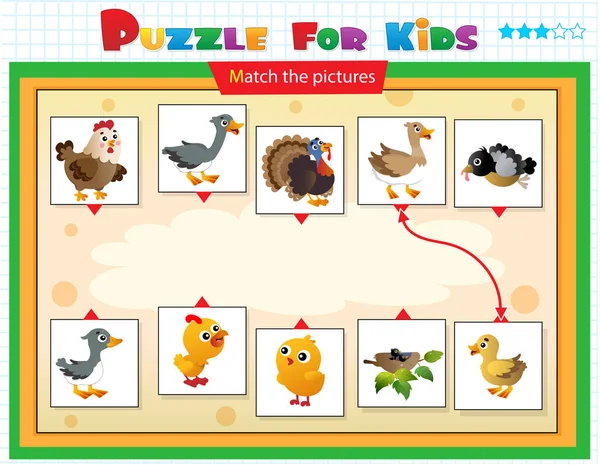 Jeu de correspondance, jeu d'éducation pour les enfants. Puzzle pour enfants. Correspondre au bon objet . — Image vectorielle
