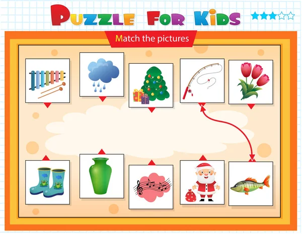 Juego a juego, juego de educación para niños. Puzzle para niños. Coinciden con el objeto correcto . — Archivo Imágenes Vectoriales