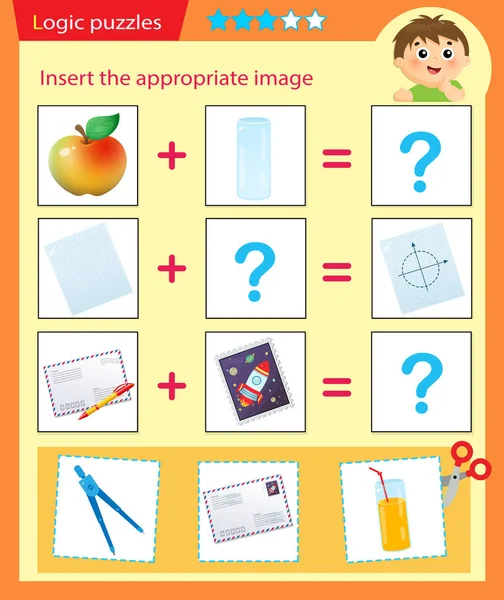 Logiskt Pussel För Barn Matchande Spel Utbildning Spel För Barn — Stock vektor