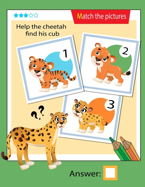 Matching Játék Oktatási Játék Gyerekeknek Rejtvény Gyerekeknek Egyezik Megfelelő Tárggyal — Stock Vector