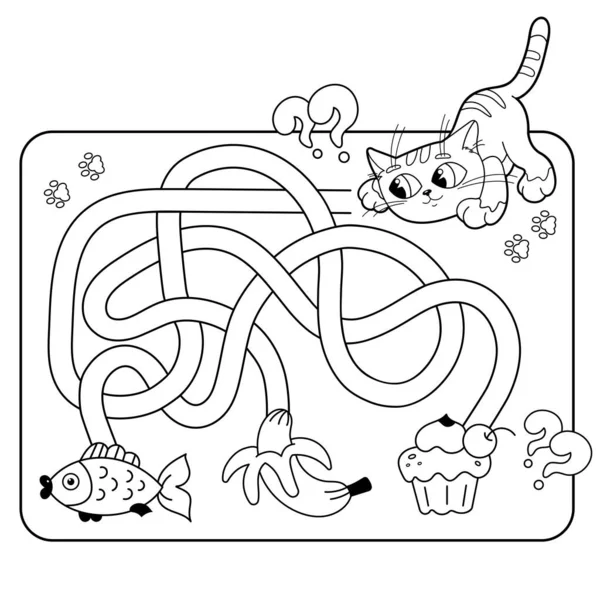 Maze Labyrinth Game Preschool Children Puzzle Tangled Road Matching Game — Stock Vector