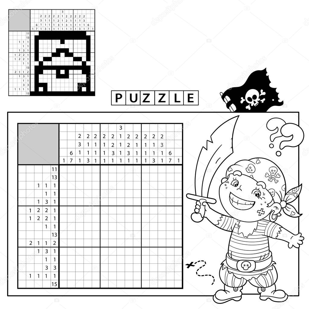 Maze or Labyrinth Game for Preschool Children. Puzzle. Tangled Road. Matching Game. Coloring Page Outline Of Cartoon Pirate. Coloring book for kids.
