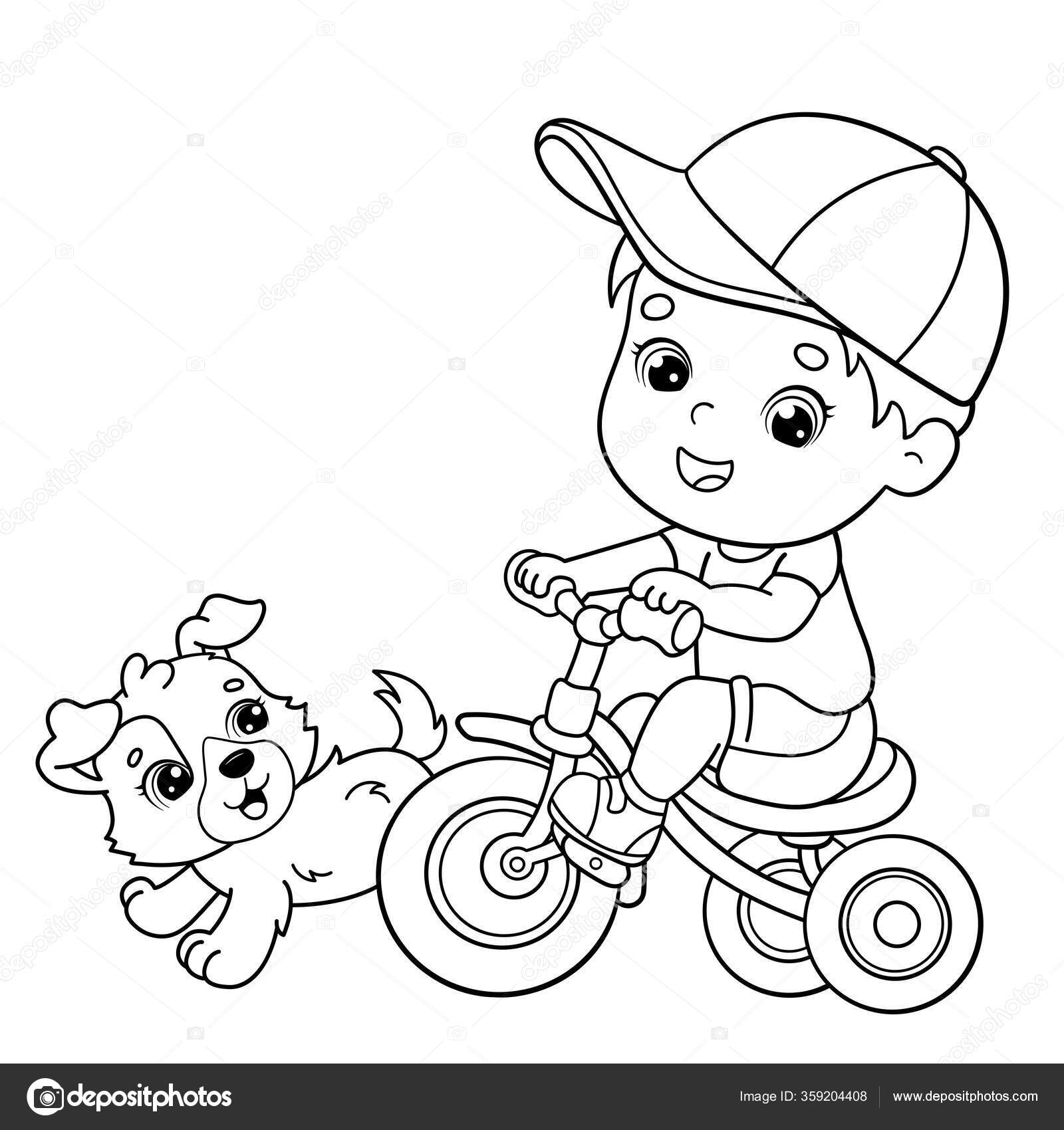 Desenho de Menino em triciclo para Colorir - Colorir.com