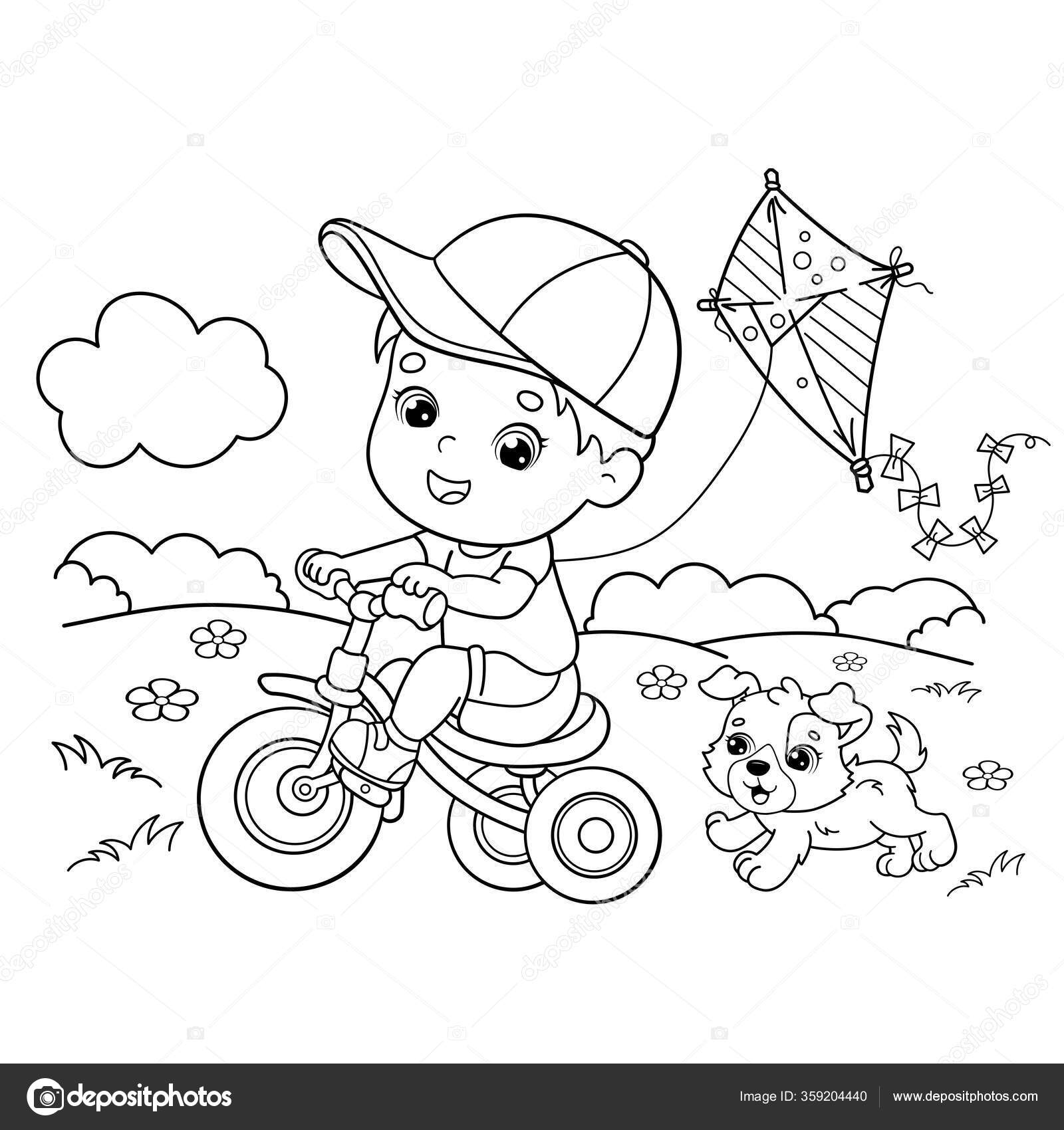 Página para colorir do jogo de imagens de meninos de desenho animado