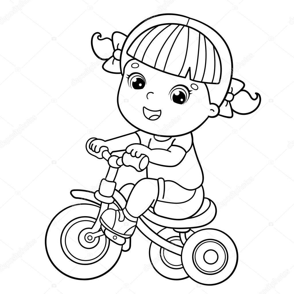 Coloring Page Outline Of A Cartoon Girl Riding A Bicycle Or Bike Royalty Free Cliparts Vectors And Stock Illustration Image 143534628