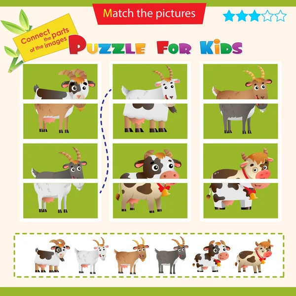 Jeu Correspondance Pour Les Enfants Puzzle Pour Enfants Correspondre Aux — Image vectorielle