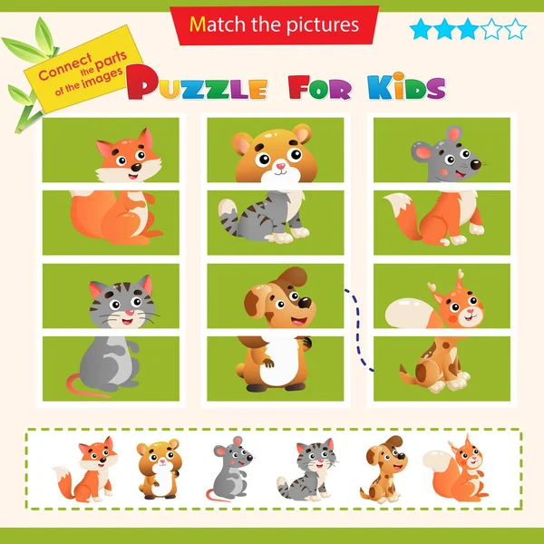 Matching Spel Voor Kinderen Puzzel Voor Kinderen Match Juiste Delen — Stockvector