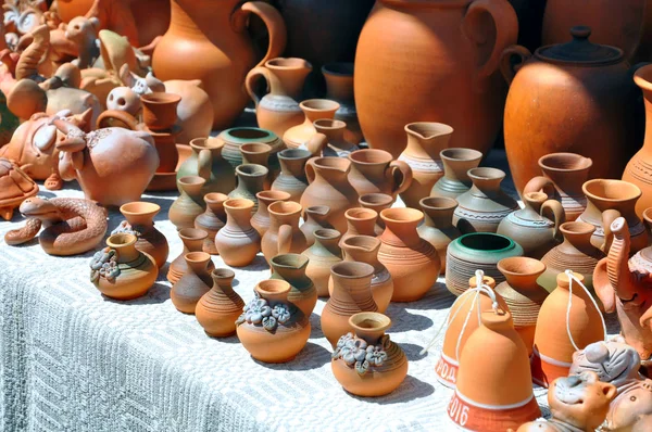 Ceramic pots on the counter