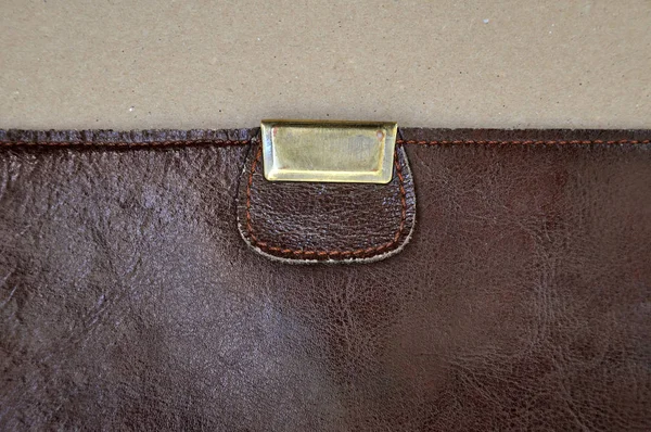 Brown leather on cardboard — Stock Photo, Image