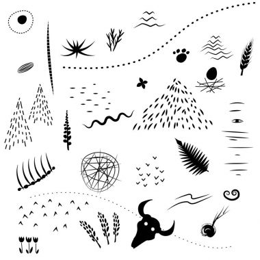 Doğa öğeleri siluetleri