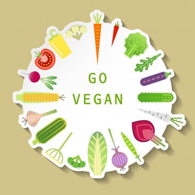 Vektör vegan yuvarlak etiket