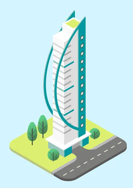 Vector isometric modern skyscraper — Stock Vector